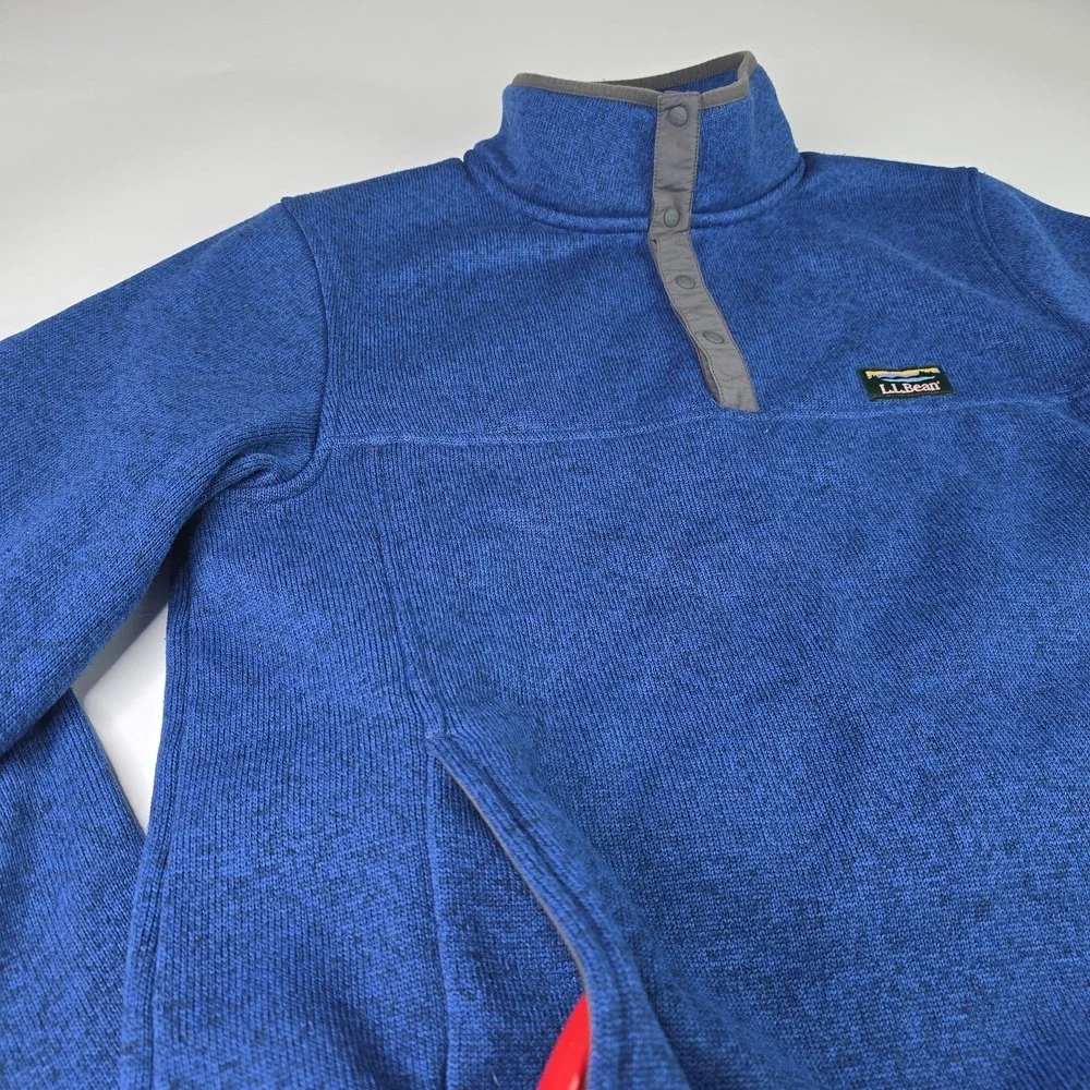 LL Bean Mens‎ Medium Quarter Snap Sweater Pullover Fleece Slightly Fitted Blue